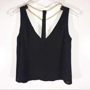 [BCBGMax Azria] Black Top With Gold Strap Small